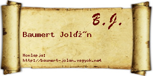 Baumert Jolán névjegykártya